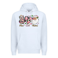 White Peace love pink Christmas Premium Hoodie - NancyCooperArtShop
