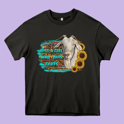Just A Girl Who Loves Goats Heavy Core Tee Designed By Ranaportraitstore