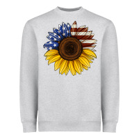 Heather Grey american flag sunflower Heavyweight Sweatshirt - Jasminsmagicworld
