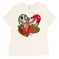 Bone baseball with strawberry hearts Ladies Tee - texasbilliewilder