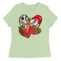 Matcha baseball with strawberry hearts Ladies Tee - texasbilliewilder