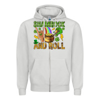 Dove Grey Shamrock and roll Zipper Hoodie - BundleAndBundleShop
