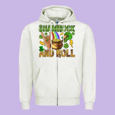 Shamrock And Roll Zipper Hoodie Designed By Bundleandbundleshop