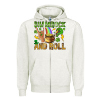Oatmeal Heather Shamrock and roll Zipper Hoodie - BundleAndBundleShop