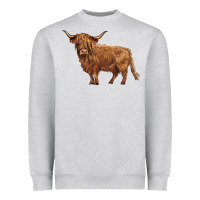 Heather Grey highland cow Heavyweight Sweatshirt - BarkalooDesign