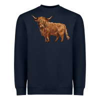 Navy highland cow Heavyweight Sweatshirt - BarkalooDesign