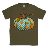 Army Green blue plaid autumn pumpkin Classic Tee - Jasminsmagicworld