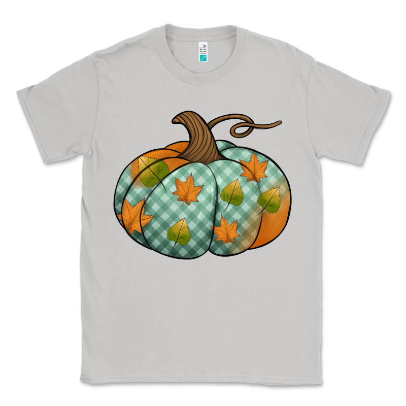 Blue Plaid Autumn Pumpkin Classic Tee by Jasminsmagicworld | Teevron