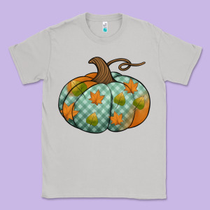 Blue Plaid Autumn Pumpkin Classic Tee Designed By Jasminsmagicworld