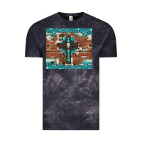 Cloud Black gemstone and cross with cowhide Vintage Tee - Artiststas