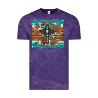 Cloud Purple gemstone and cross with cowhide Vintage Tee - Artiststas