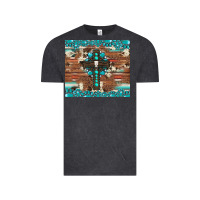 Vintage Black gemstone and cross with cowhide Vintage Tee - Artiststas