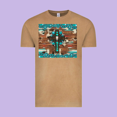 Gemstone And Cross With Cowhide Vintage Tee Designed By Artiststas