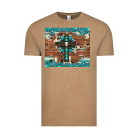Vintage Coffee gemstone and cross with cowhide Vintage Tee - Artiststas