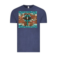 Vintage Denim gemstone and cross with cowhide Vintage Tee - Artiststas