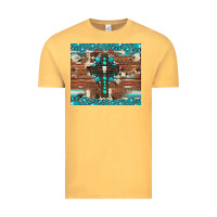 Vintage Mustard gemstone and cross with cowhide Vintage Tee - Artiststas