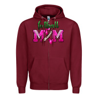 Burgundy Football Mom Breast Cancer Zipper Hoodie - BundleAndBundleShop