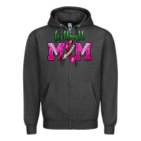Charcoal Heather Football Mom Breast Cancer Zipper Hoodie - BundleAndBundleShop