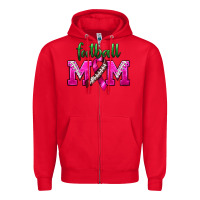 Red Football Mom Breast Cancer Zipper Hoodie - BundleAndBundleShop