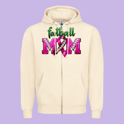 Football Mom Breast Cancer Zipper Hoodie Designed By Bundleandbundleshop