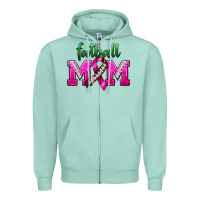 Seafoam Football Mom Breast Cancer Zipper Hoodie - BundleAndBundleShop