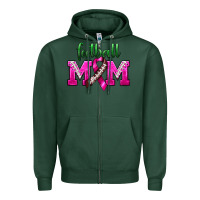 Sports Green Football Mom Breast Cancer Zipper Hoodie - BundleAndBundleShop