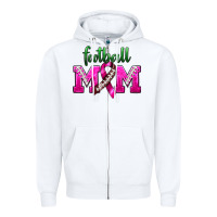 White Football Mom Breast Cancer Zipper Hoodie - BundleAndBundleShop