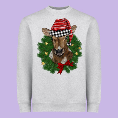 Christmas Wreath Baby Calf Heavyweight Sweatshirt Designed By Barkaloodesign