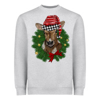 Heather Grey christmas wreath baby calf Heavyweight Sweatshirt - BarkalooDesign