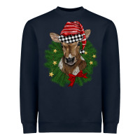 Navy christmas wreath baby calf Heavyweight Sweatshirt - BarkalooDesign