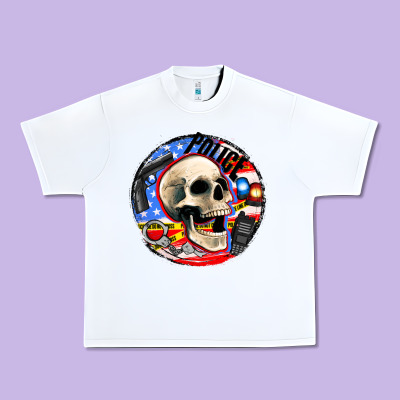 Police Skull And Police Equipment Urban Heavy Tee Designed By Adodesignshop