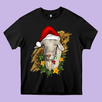 Christmas Goat Heavy Core Tee Designed By Ranaportraitstore