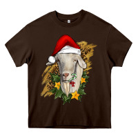 Chocolate Brown christmas goat Heavy Core Tee - RanaPortraitStore
