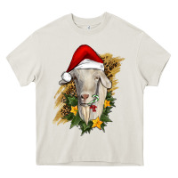 Cream christmas goat Heavy Core Tee - RanaPortraitStore