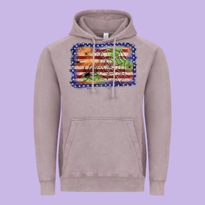 American Flag Halloween Background Vintage Hoodie Designed By Jahusdesignshop