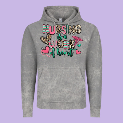 Nursing Is A Work Of Heart Vintage Hoodie Designed By Ranaportraitstore