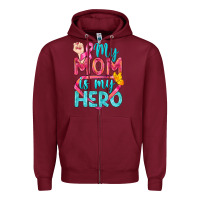 Burgundy My Mom Is My Hero Breast Cancer Zipper Hoodie - BundleAndBundleShop