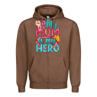 Chestnut My Mom Is My Hero Breast Cancer Zipper Hoodie - BundleAndBundleShop