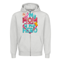 Dove Grey My Mom Is My Hero Breast Cancer Zipper Hoodie - BundleAndBundleShop