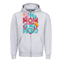Heather Grey My Mom Is My Hero Breast Cancer Zipper Hoodie - BundleAndBundleShop