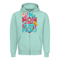 Seafoam My Mom Is My Hero Breast Cancer Zipper Hoodie - BundleAndBundleShop