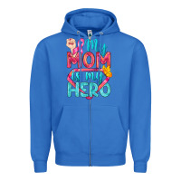 True Royal My Mom Is My Hero Breast Cancer Zipper Hoodie - BundleAndBundleShop