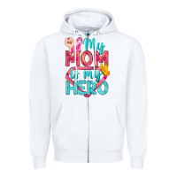 White My Mom Is My Hero Breast Cancer Zipper Hoodie - BundleAndBundleShop
