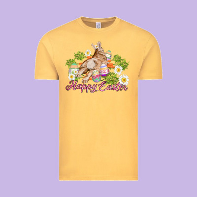 Easter Bunny With Carrots And Daisy Vintage Tee Designed By Adodesignshop