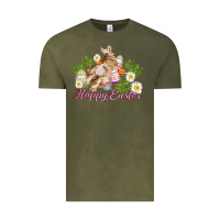 Vintage Olive easter bunny with carrots and daisy Vintage Tee - AdoDesignShop