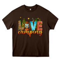Chocolate Brown love camping Heavy Core Tee - Zillion Design Studio