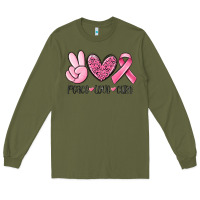 Army Green peace love cure breast cancer Long Sleeve Tee - MaliasSmallBusiness