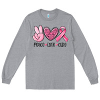 Heather Grey peace love cure breast cancer Long Sleeve Tee - MaliasSmallBusiness