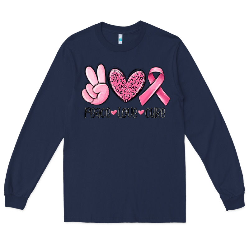 Peace Love Cure Breast Cancer Long Sleeve Tee by MaliasSmallBusiness | Teevron