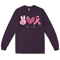Plum peace love cure breast cancer Long Sleeve Tee - MaliasSmallBusiness